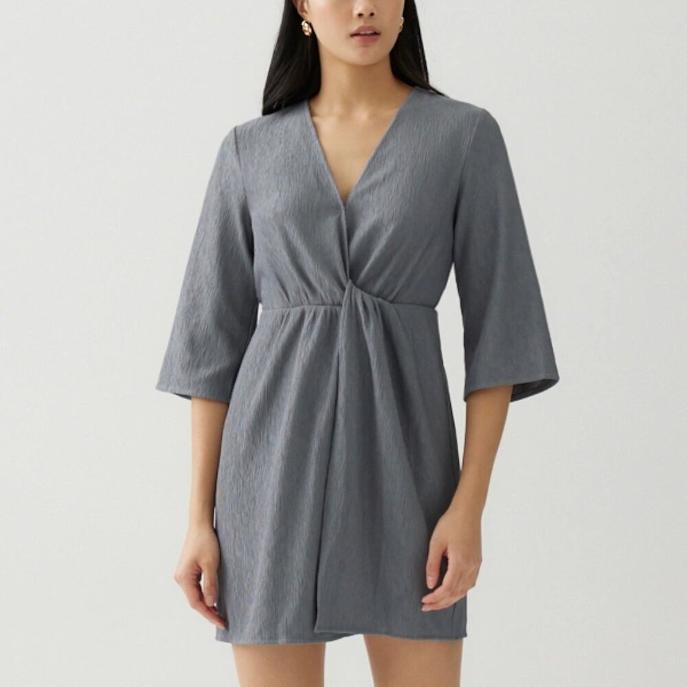 Love Bonito Blue Gray Slate 3/4 Sleeve Dress